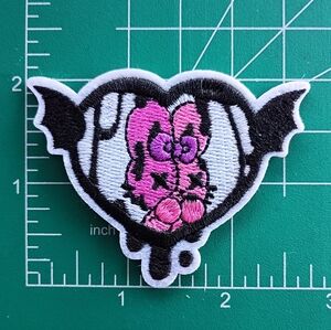 2/$10 Pink and Black Kawaii Goth Heart Grunge Bunny Iron On Patch
